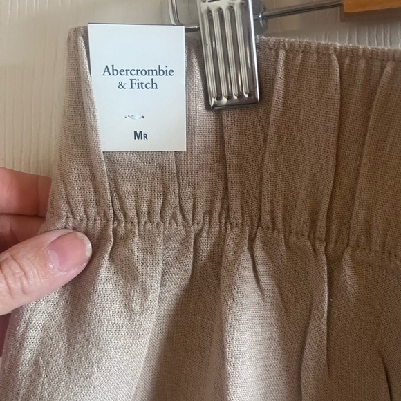 NWT Abercrombie Linen Blend Ultra Wide Leg Pants High Rise Elastic Waist Medium - Picture 7 of 11